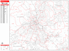 Nashville Zip Code Wall Map