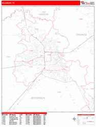 Beaumont Zip Code Wall Map