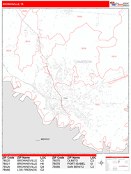 Brownsville Zip Code Wall Map