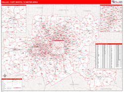 Dallas Fort Worth Zip Code Wall Map