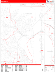 Grapevine Zip Code Wall Map