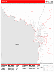 Laredo Zip Code Wall Map