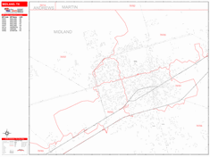 Midland Zip Code Wall Map