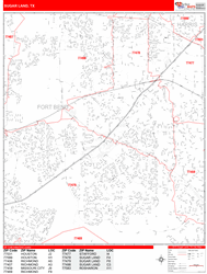 Sugar Land Zip Code Wall Map