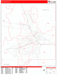 Wichita Falls Zip Code Wall Map