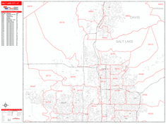 Salt Lake City Zip Code Wall Map