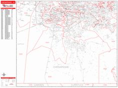 Chesapeake Zip Code Wall Map