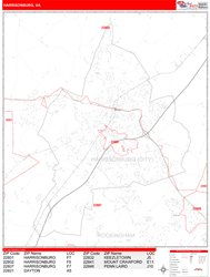 Harrisonburg Zip Code Wall Map