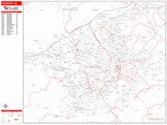 Roanoke Zip Code Wall Map