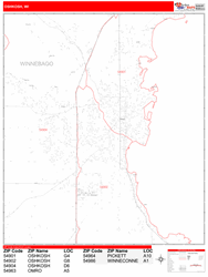 Oshkosh Zip Code Wall Map