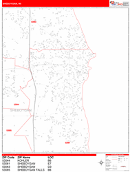 Sheboygan Zip Code Wall Map