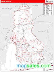 Baldwin County, AL Zip Code Wall Map