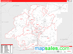 Calhoun County, AL Zip Code Wall Map