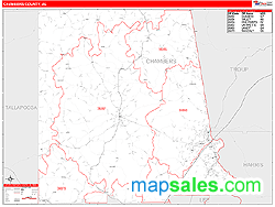 Chambers County, AL Wall Map