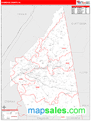 Cherokee County, AL Zip Code Wall Map