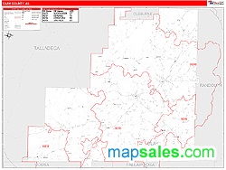 Clay County, AL Zip Code Wall Map