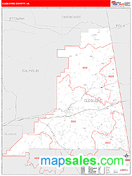 Cleburne County, AL Zip Code Wall Map