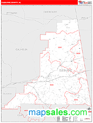 Cleburne County, AL Wall Map