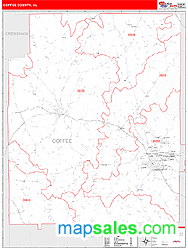 Coffee County, AL Zip Code Wall Map