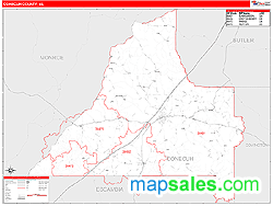 Conecuh County, AL Zip Code Wall Map