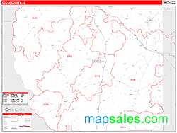 Coosa County, AL Wall Map