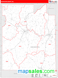 Covington County, AL Zip Code Wall Map