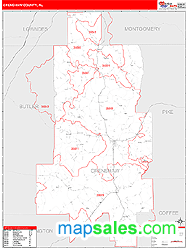 Crenshaw County, AL Zip Code Wall Map