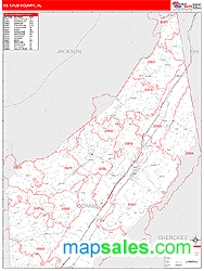 DeKalb County, AL Zip Code Wall Map