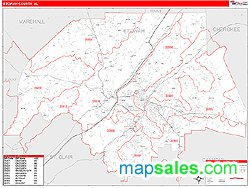 Etowah County, AL Zip Code Wall Map