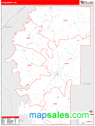 Hale County, AL Zip Code Wall Map