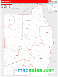 Henry County, AL Wall Map