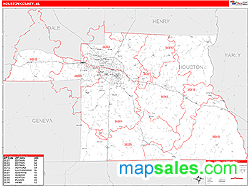 Houston County, AL Zip Code Wall Map