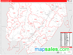 Jackson County, AL Zip Code Wall Map