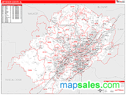 Jefferson County, AL Wall Map