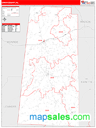 Lamar County, AL Zip Code Wall Map