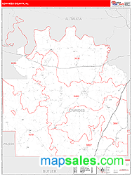 Lowndes County, AL Zip Code Wall Map