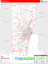 Mobile County, AL Wall Map