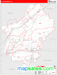 St. Clair County, AL Zip Code Wall Map
