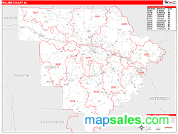 Walker County, AL Zip Code Wall Map