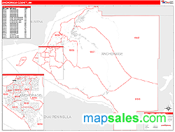 Anchorage County, AK Zip Code Wall Map