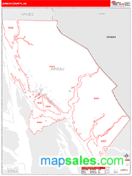 Juneau County, AK Zip Code Wall Map