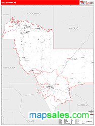 Gila County, AZ Zip Code Wall Map