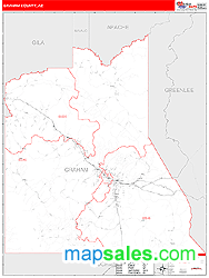 Graham County, AZ Zip Code Wall Map