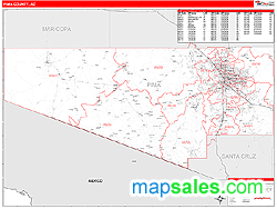 Pima County, AZ Zip Code Wall Map