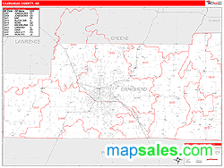 Craighead County, AR Zip Code Wall Map