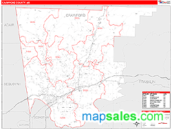 Crawford County, AR Zip Code Wall Map