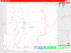 Drew County, AR Zip Code Wall Map