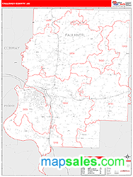 Faulkner County, AR Zip Code Wall Map