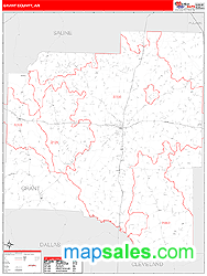 Grant County, AR Zip Code Wall Map
