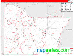 Lawrence County, AR Zip Code Wall Map